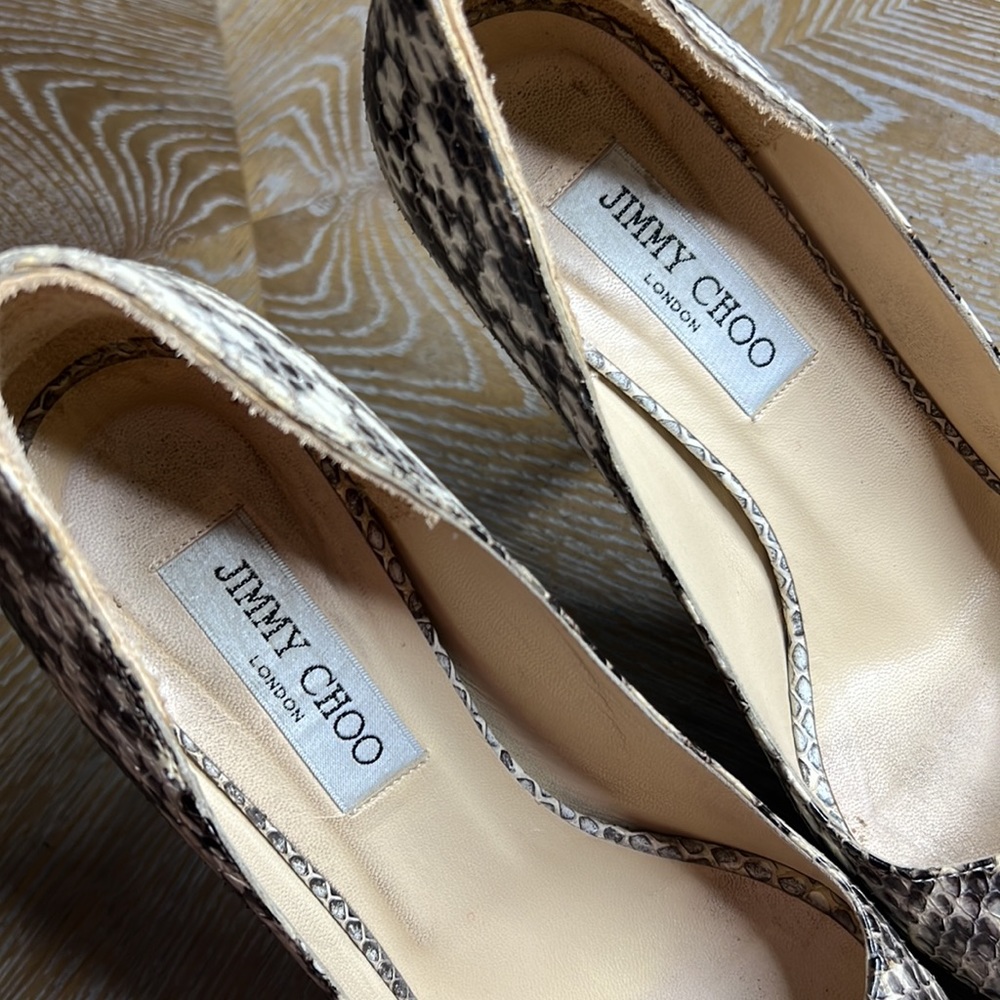 JIMMY CHOO Snake Platform Peep Toe Heels 38.5 - Picture 6 of 12